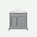 Elite Princeton 36 in. W x 24 in. D x 34 in. H Bath Vanity in Gray with White Carrera Marble Top with White Sink