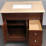 Eviva Elite Princeton 36 in. W x 23.5 in. D x 33.75 in. H Freestanding Single Bath Vanity in Teak with Crema Marfil Marble Top