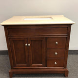 Eviva Elite Princeton 36 in. W x 23.5 in. D x 33.75 in. H Freestanding Single Bath Vanity in Teak with Crema Marfil Marble Top