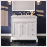Elite Princeton 36 in. W x 24 in. D x 34 in. H Bath Vanity in White with White Carrara Marble Top with White Sink
