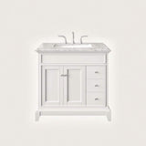 Elite Princeton 36 in. W x 24 in. D x 34 in. H Bath Vanity in White with White Carrara Marble Top with White Sink
