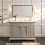Elite Princeton 42 in. W x 24 in. D x 34 in. H Bath Vanity in Gray with White Carrara Marble Top with White Sink