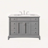 Elite Princeton 42 in. W x 24 in. D x 34 in. H Bath Vanity in Gray with White Carrara Marble Top with White Sink