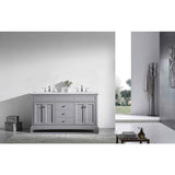 Eviva Elite Princeton 72 in. W x 24 in. D x 34 in. H Double Bath Vanity in Gray with White Carrara Marble Top and White Undermount Sinks
