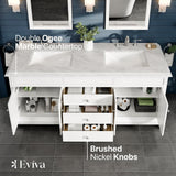 Elite Princeton 72 in. W X 24 in. D X 34 in. H Double Bath Vanity in White with White Carrara Marble Top