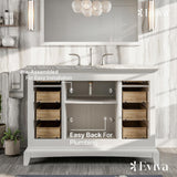 Eviva Elite Stamford 48 in. W x 22 in. D x 34 in. H Gray Bathroom Vanity with White Carrara Marble Top and White Undermount Sink