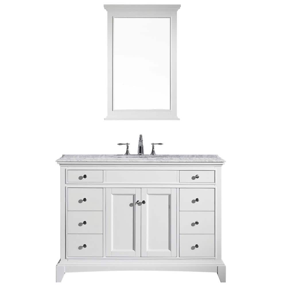 Eviva Elite Stamford 48 in. W x 22 in. D x 34 in. H Gray Bathroom Vanity with White Carrara Marble Top and White Undermount Sink
