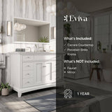 Eviva Elite Stamford 48 in. W x 22 in. D x 34 in. H Gray Bathroom Vanity with White Carrara Marble Top and White Undermount Sink