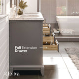 Eviva Elite Stamford 60 in. W x 24 in. D x 36 in. H Double Bathroom Vanity in Gray with White Carrara Marble Top and White Undermount Sinks