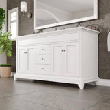 Eviva Elite Stamford 60 in. W x 24 in. D x 36 in. H Double Bath Vanity in White with White Carrara Marble Top and White Undermount Sinks