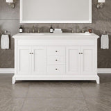Eviva Elite Stamford 60 in. W x 24 in. D x 36 in. H Double Bath Vanity in White with White Carrara Marble Top and White Undermount Sinks