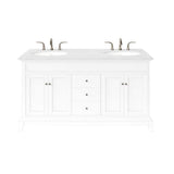 Eviva Elite Stamford 60 in. W x 24 in. D x 36 in. H Double Bath Vanity in White with White Carrara Marble Top and White Undermount Sinks