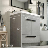 Eviva Lugano 30 in. W x 19 in. D x 36 in. H Single Bath Vanity in Cement Gray with White Acrylic Top and White Integrated Sink
