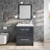 Eviva Lugano 30 in. W x 19 in. D x 36 in. H Single Bath Vanity in Gray with White Acrylic Top with White Integrated Sink