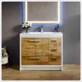 Eviva Grace 42 in. W x 20 in. D x 36 in. H Bathroom Vanity in Natural Oak with White Acrylic Top with White Sink