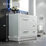Eviva Grace 42 in. W x 20 in. D x 36 in. H Bathroom Vanity in White with White Acrylic Vanity Top with White Sink