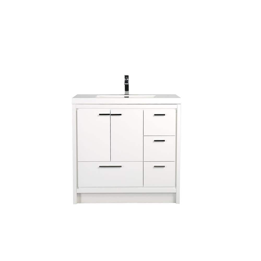 Eviva Grace 42 in. W x 20 in. D x 36 in. H Bathroom Vanity in White with White Acrylic Vanity Top with White Sink