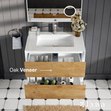 Eviva Vienna 35.80 in. W x 18.90 in. D x 15.70 in. H Floating Bathroom Vanity in White Oak with White Acrylic Top and Integrated White Sink