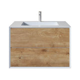 Eviva Vienna 35.80 in. W x 18.90 in. D x 15.70 in. H Floating Bathroom Vanity in White Oak with White Acrylic Top and Integrated White Sink