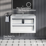 Eviva Vienna 35.80 in. W x 18.90 in. D x 15.70 in. H Floating Bathroom Vanity in White Oak with White Acrylic Top and Integrated White Sink