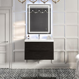 Eviva Smiley 36 in. W x 20 in. D x 21 in. H Floating Bath Vanity in Chestnut with White Acrylic Top