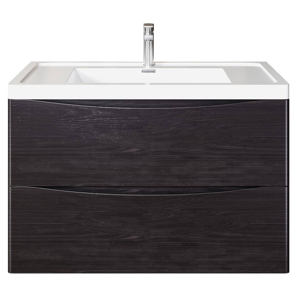 Eviva Smiley 36 in. W x 20 in. D x 21 in. H Floating Bath Vanity in Chestnut with White Acrylic Top