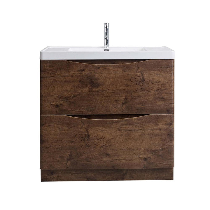 Eviva Lugano 36 in. W x 19 in. D x 36 in. H Single Bath Vanity in Rosewood with White Acrylic Top and White Integrated Sink