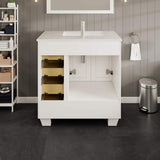 Eviva Loon 30 in. W x 22 in. D x 34 in. H Bathroom Vanity in White with White Carrara Quartz Top with White Sink