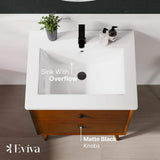 Eviva Caramel 24 in. W x 18 in. D x 34 in. H Single Sink Bath Vanity in Teak with White Porcelain Integrated Vanity Top