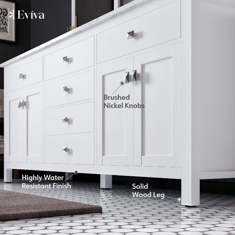 Eviva Artemis 60 in. W x 22 in. D x 34 in. H Double Bath Vanity in White with Quartz Top and White Undermount Sinks