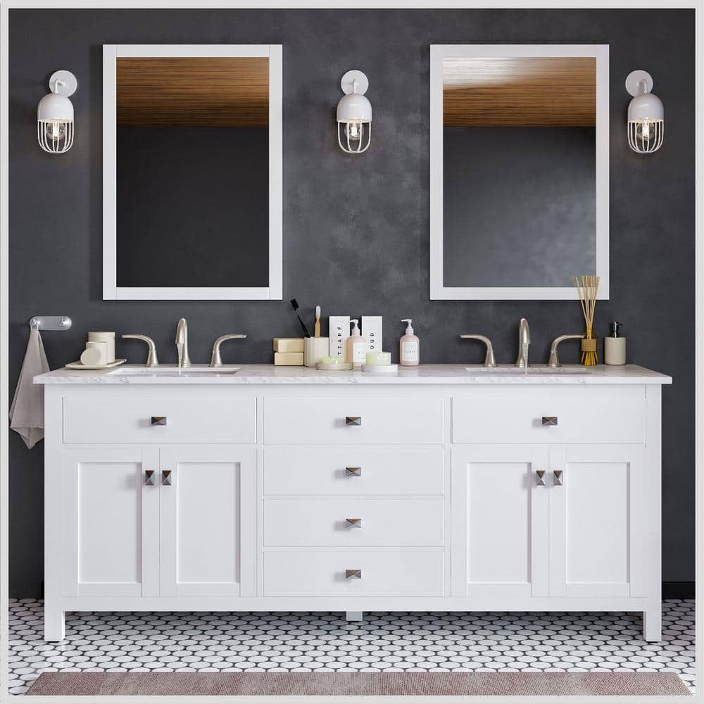 Eviva Artemis 60 in. W x 22 in. D x 34 in. H Double Bath Vanity in White with Quartz Top and White Undermount Sinks