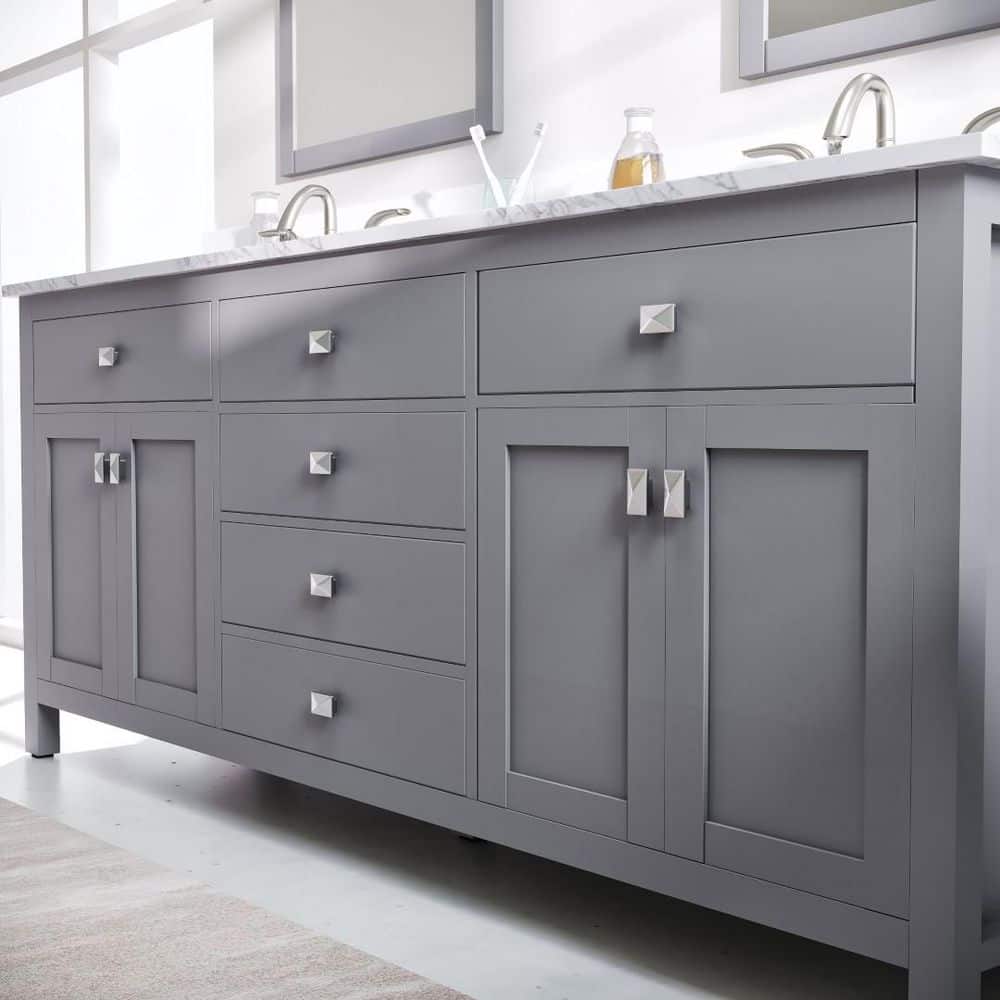 Eviva Artemis 72 in. W x 22 in. D x 34 in. H Double Bath Vanity in Gray with White Quartz Top and White Undermount Sinks