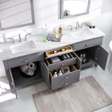 Eviva Artemis 72 in. W x 22 in. D x 34 in. H Double Bath Vanity in Gray with White Quartz Top and White Undermount Sinks