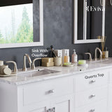 Eviva Artemis 72 in. W x 22 in. D x 34 in. H Double Bathroom Vanity in White with White Quartz Top and White Undermount Sinks