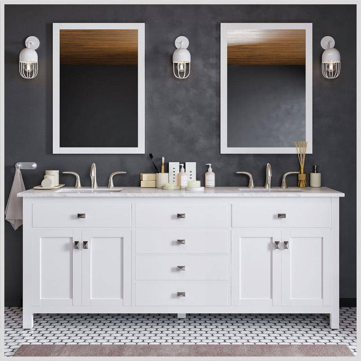 Eviva Artemis 72 in. W x 22 in. D x 34 in. H Double Bathroom Vanity in White with White Quartz Top and White Undermount Sinks