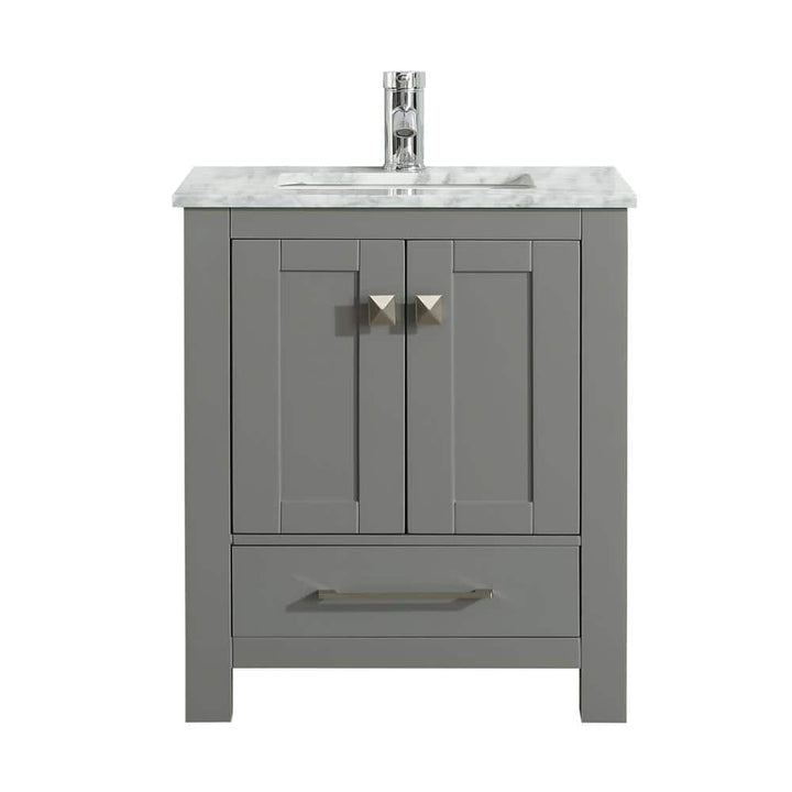 Eviva London 24 in. W x 18 in. D x 34 in. H Bathroom Vanity in Gray with White Carrara Marble Top with White Sink