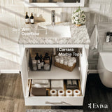 Eviva London 24 in. W x 18 in. D x 34 in. H Bathroom Vanity in White with White Carrara Marble Top with White Sink