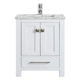 Eviva London 24 in. W x 18 in. D x 34 in. H Bathroom Vanity in White with White Carrara Marble Top with White Sink