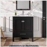 Eviva London 30 in. W x 18 in. D x 34 in. H Bathroom Vanity in Espresso with White Carrara Marble Top with White Sink