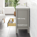 Eviva London 30 in. W x 18 in. D x 34 in. H Single Sink Freestanding Bath Vanity in Gray with White Carrara Quartz Top