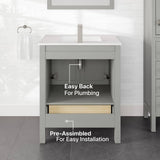 Eviva London 30 in. W x 18 in. D x 34 in. H Single Sink Freestanding Bath Vanity in Gray with White Carrara Quartz Top