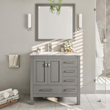 Eviva London 38 in. W x 18 in. D x 34 in. H Bathroom Vanity in Gray with White Carrara Marble Top and White Sink