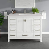Eviva London 42 in. W x 18 in. D x 34 in. H Single Sink Freestanding Bath Vanity in White with White Carrara Quartz Top