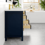 Eviva London 48 in. W x 18 in. D x 34 in. H Double Bathroom Vanity in Blue with White Carrara Marble Top and White Undermount Sinks