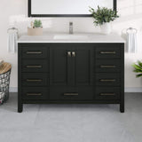 Eviva London 48 in. W x 18 in. D x 34 in. H Bathroom Vanity in Espresso with White Carrara Quartz Top with White Sink