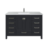 Eviva London 48 in. W x 18 in. D x 34 in. H Bathroom Vanity in Espresso with White Carrara Quartz Top with White Sink