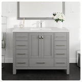 Eviva London 48 in. W x 18 in. D x 34 in. H Single Sink Freestanding Bath Vanity in Gray with White Carrara Quartz Top