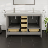 Eviva London 48 in. W x 18 in. D x 34 in. H Double Bathroom Vanity in Gray with White Carrara Marble Top and White Undermount Sinks