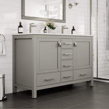 Eviva London 48 in. W x 18 in. D x 34 in. H Double Bathroom Vanity in Gray with White Carrara Marble Top and White Undermount Sinks