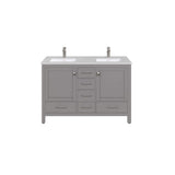 Eviva London 48 in. W x 18 in. D x 34 in. H Double Bathroom Vanity in Gray with White Carrara Marble Top and White Undermount Sinks